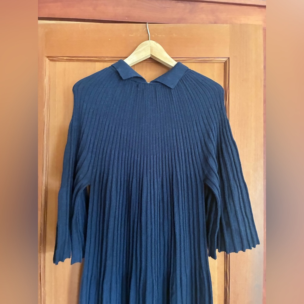 Misha & Puff Accordion Concertina dress in navy